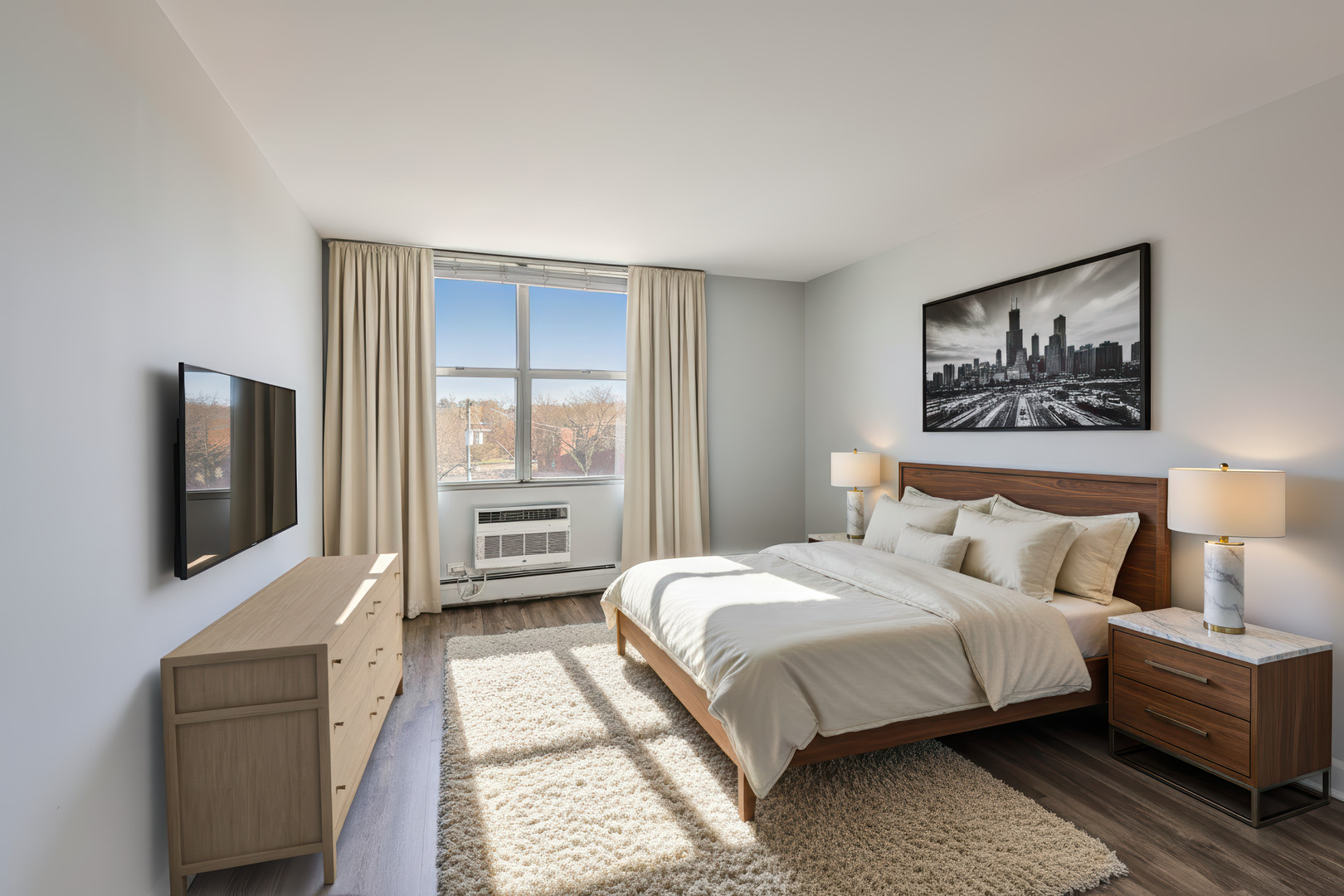 Undisclosed Address Lombard, IL 60148 - Photo 21 of 37 a bedroom with a bed and a flat screen tv