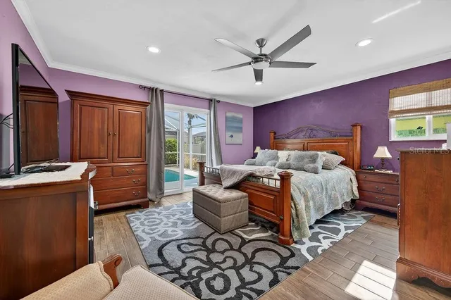 a bed room with a bed and a window