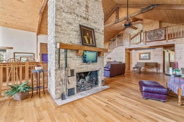 a building outdoor space with patio furniture