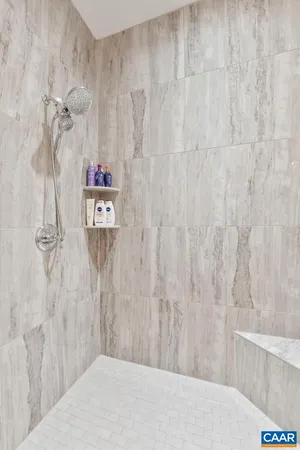 a view of a bathroom with shower