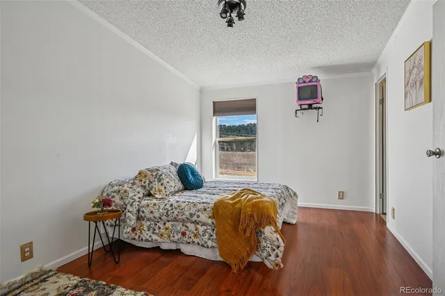 a bedroom with a bed and a walk in closet