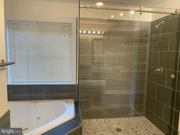a bathroom with a shower and bathtub