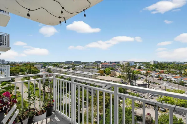 a view of a city from a balcony