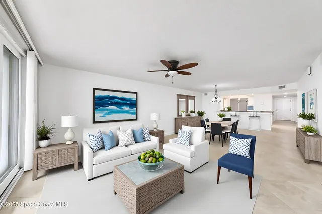 a view of a balcony with an ocean view