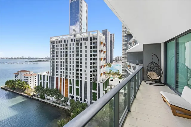 a view of balcony with a potted plant