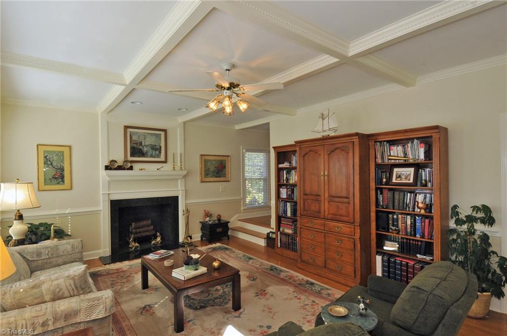 1049 Cross Gate Road Winston-Salem, NC 27106 - Photo 7 of 28 Den with coffered ceiling