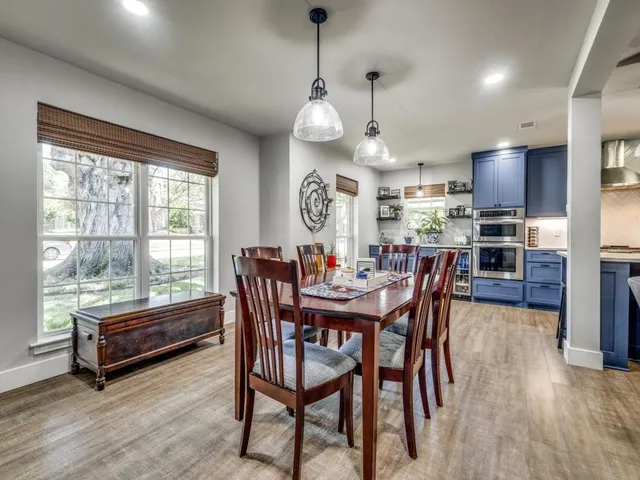 a view of a dining area with furniture