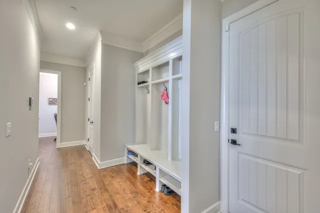 a view of a room with rack on the wall