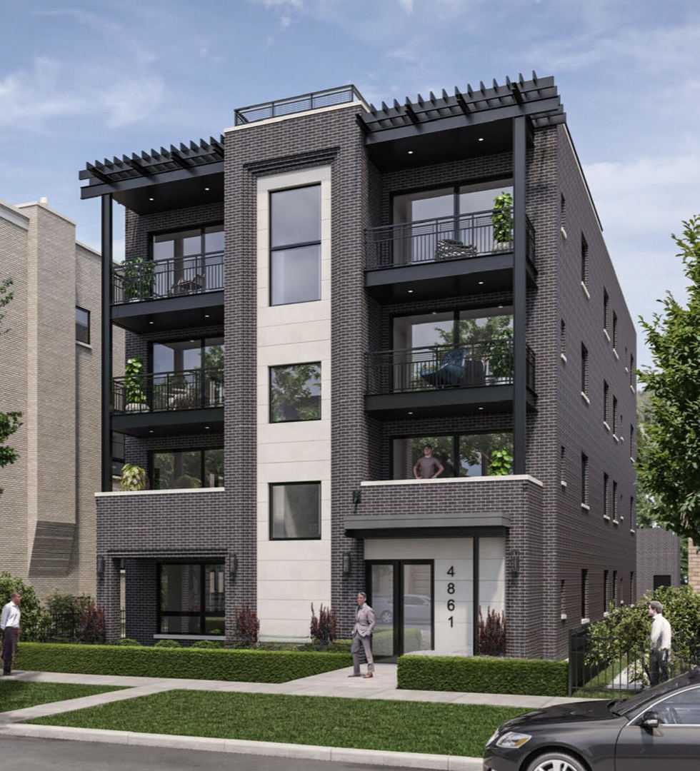 Undisclosed Address Chicago, IL 60640 - Photo 1 of 23 a view of a big building with many windows and a yard