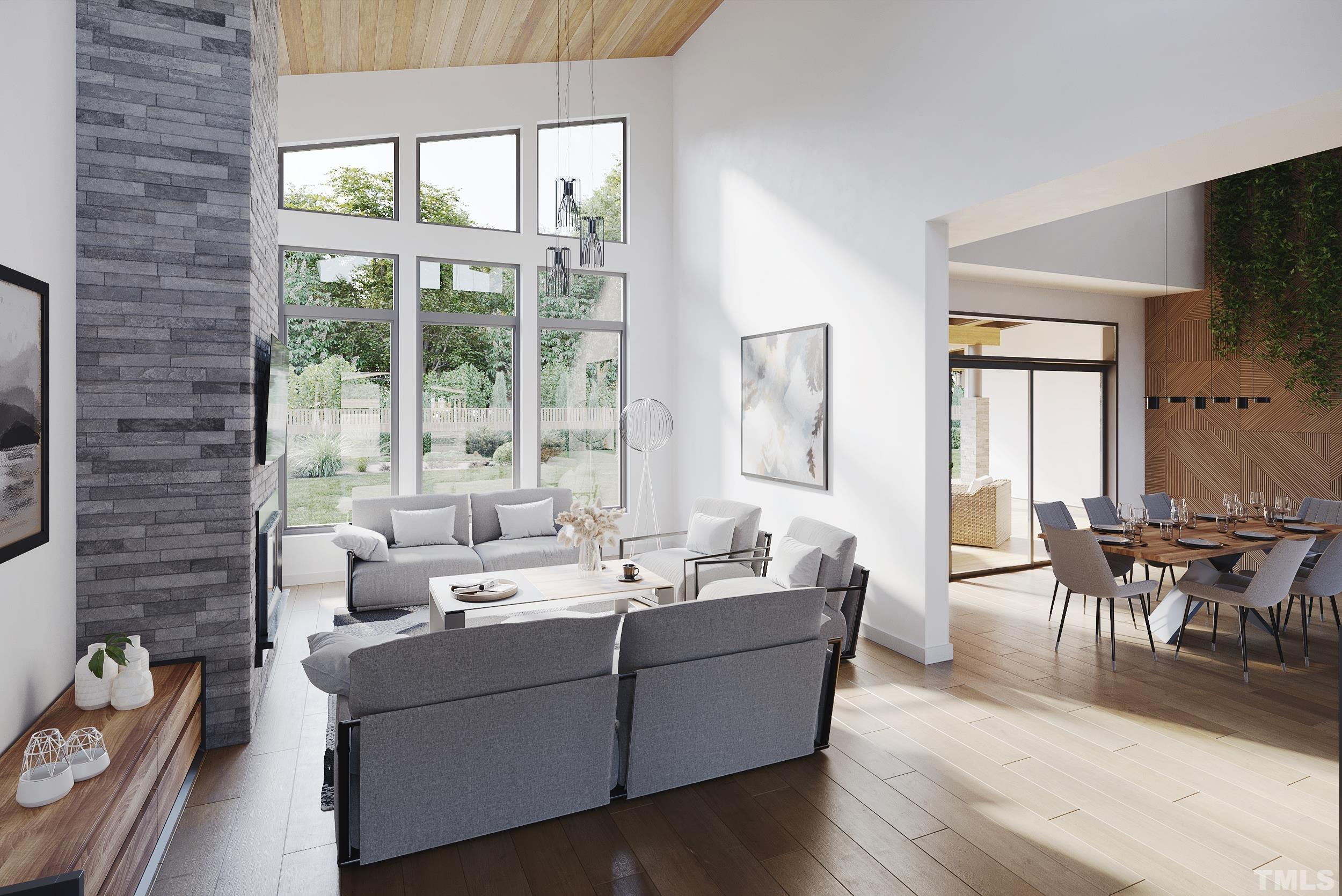 7 Array Drive Hillsborough, NC 27278 - Photo 3 of 9 a living room with fireplace furniture and a large window