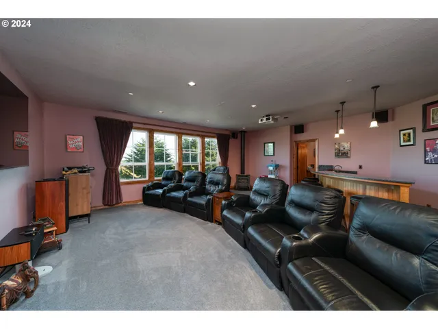 a living room with a large window