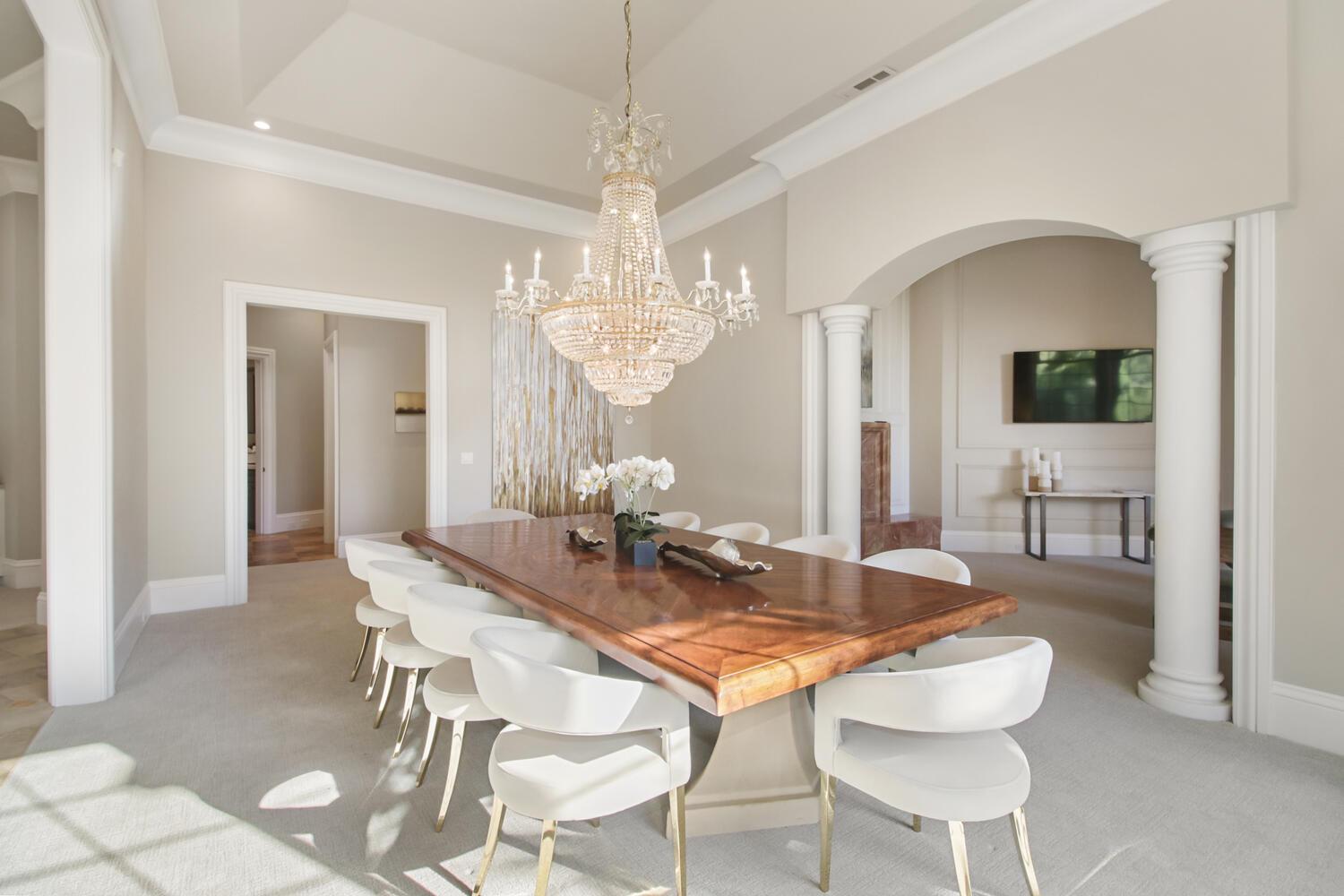 5001 Auburn Folsom Road Loomis, CA 95650 - Photo 16 of 99 a view of a dining room with furniture and chandelier