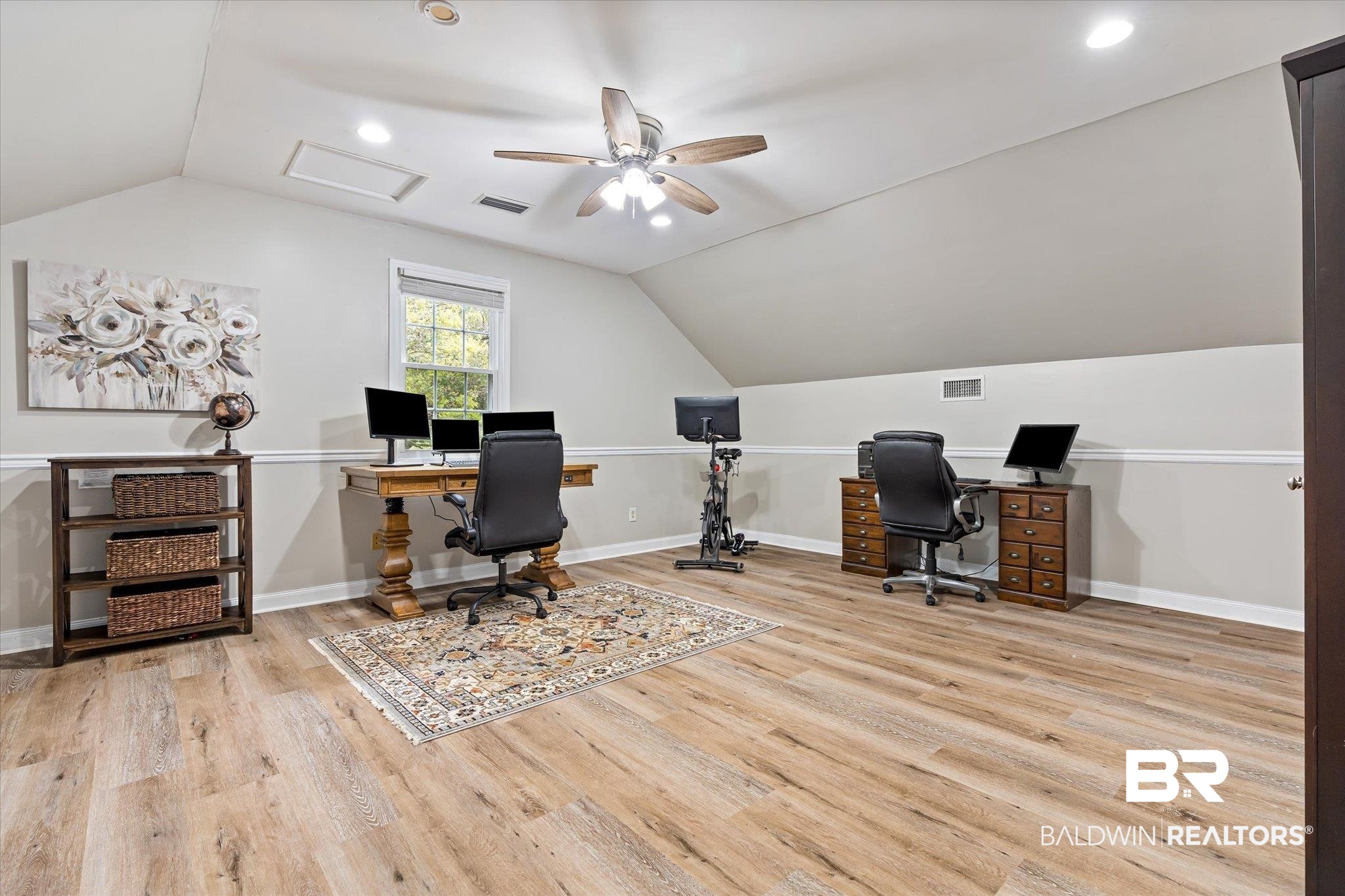 5324 Oak Bend Court Mobile, AL 36609 - Photo 32 of 49 Office with wood finished floors, vaulted ceiling, and visible vents