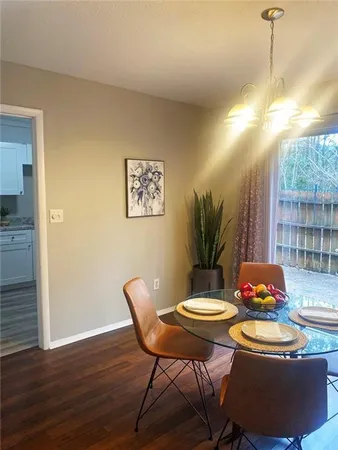 a table and chairs in a room