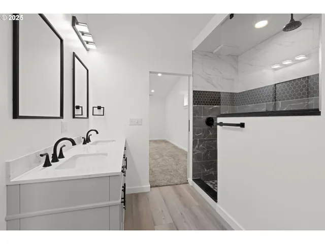 a bathroom with a bathtub and a toilet