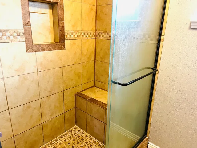 a bathroom with a shower