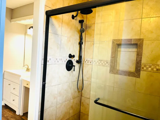 a bathroom with a shower