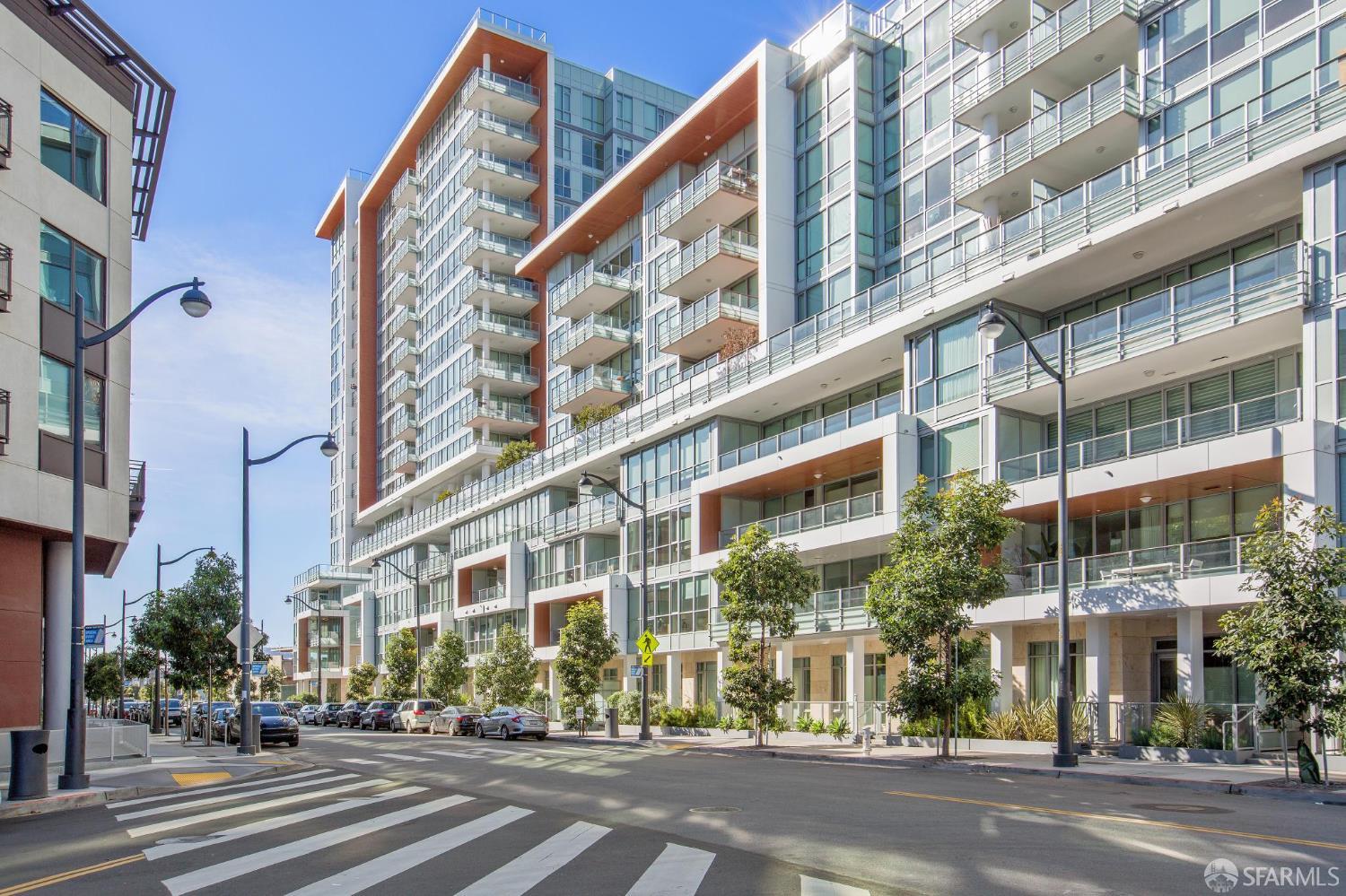 a view of a building and a street