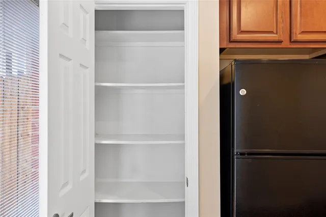 a view of walk in closet with empty racks