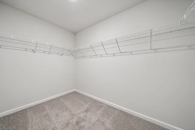 a view of a room with racks on the wall