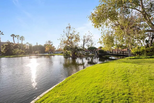 a view of a lake with houses