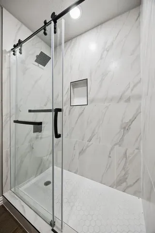 a bathroom with a shower