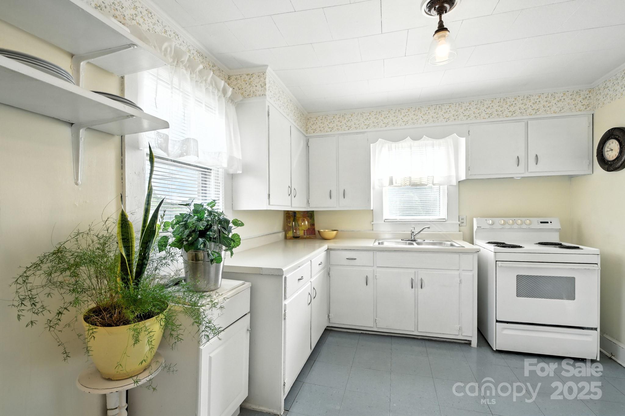 420 Virginia Street Southwest Lenoir, NC 28645 - Photo 16 of 36 a kitchen with a white sink and cabinets