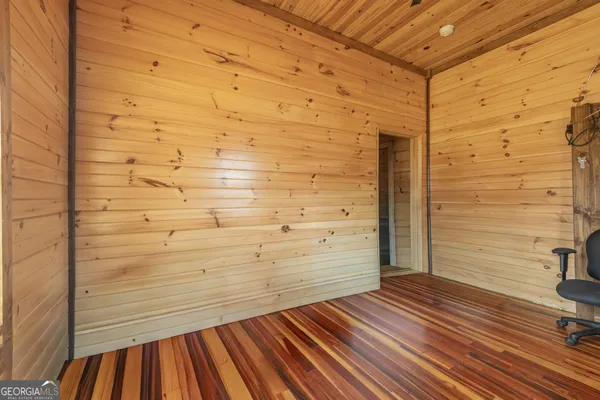 a view of wooden door