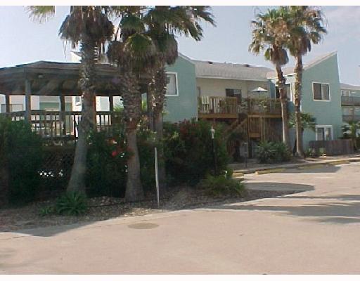 a backyard of a house with fountain
