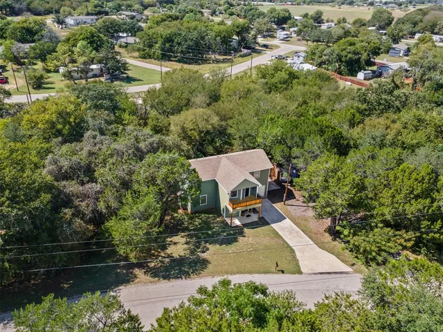 an aerial view of a house