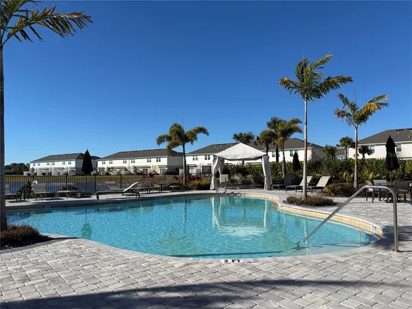 a view of an outdoor space with seating area