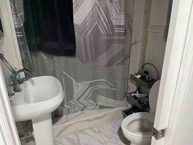 a bathroom with a sink and a toilet