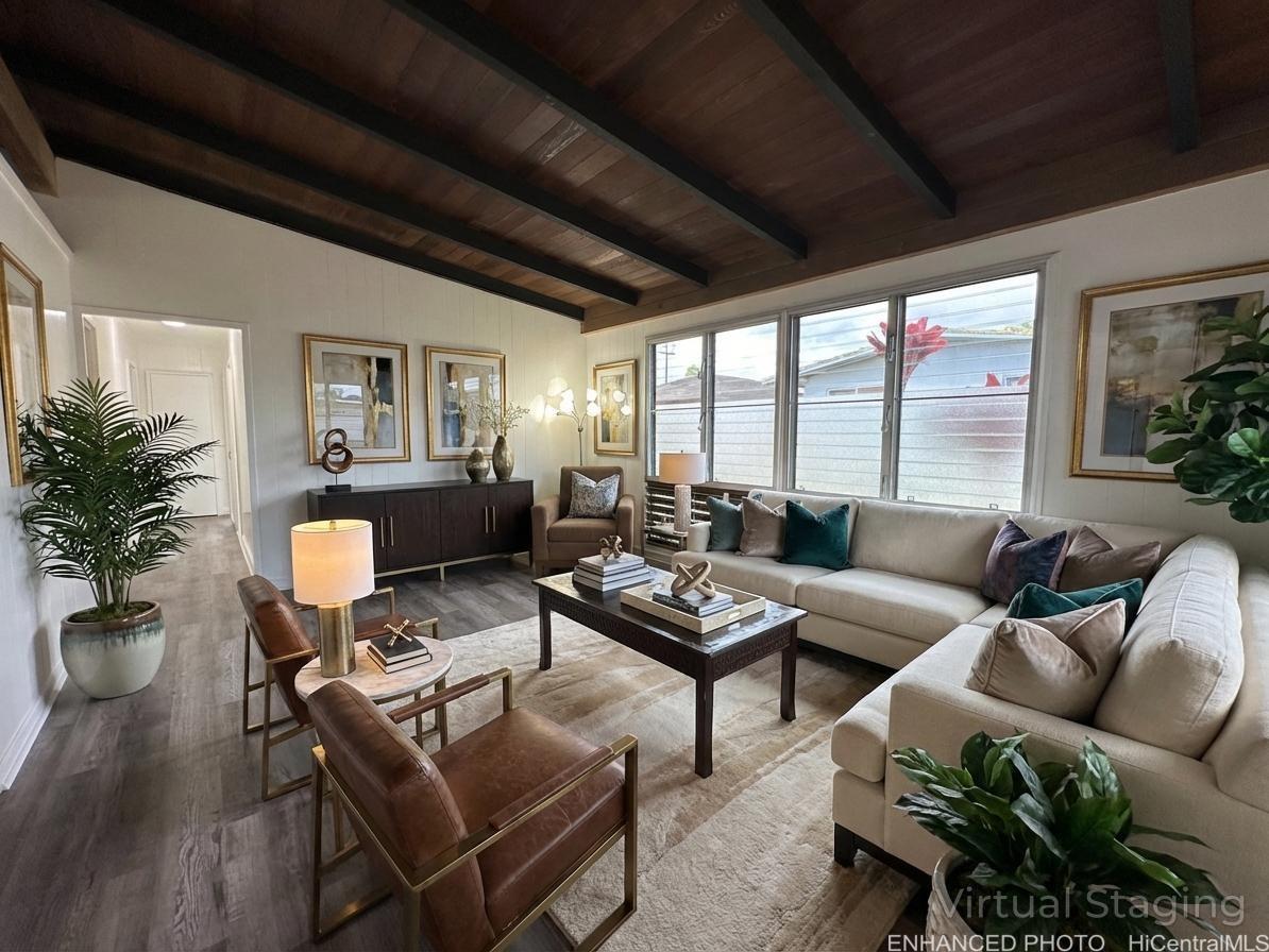 62-106 Emerson Road Haleiwa, HI 96712 - Photo 3 of 18 Enhanced. Virtually Staged. Livingroom