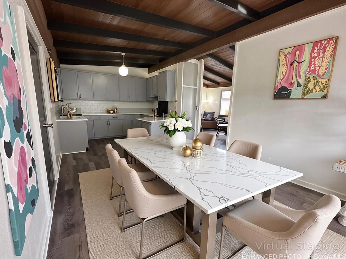 62-106 Emerson Road Haleiwa, HI 96712 - Photo 5 of 18 Enhanced. Virtually Staged Kitchen.