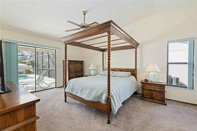 a bedroom with a bed and a flat tv screen on the dresser