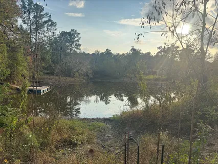 a view of a lake from a yard