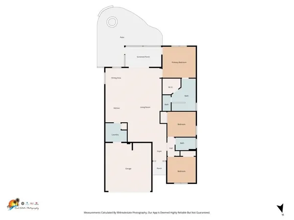 an aerial view of a house with a garden