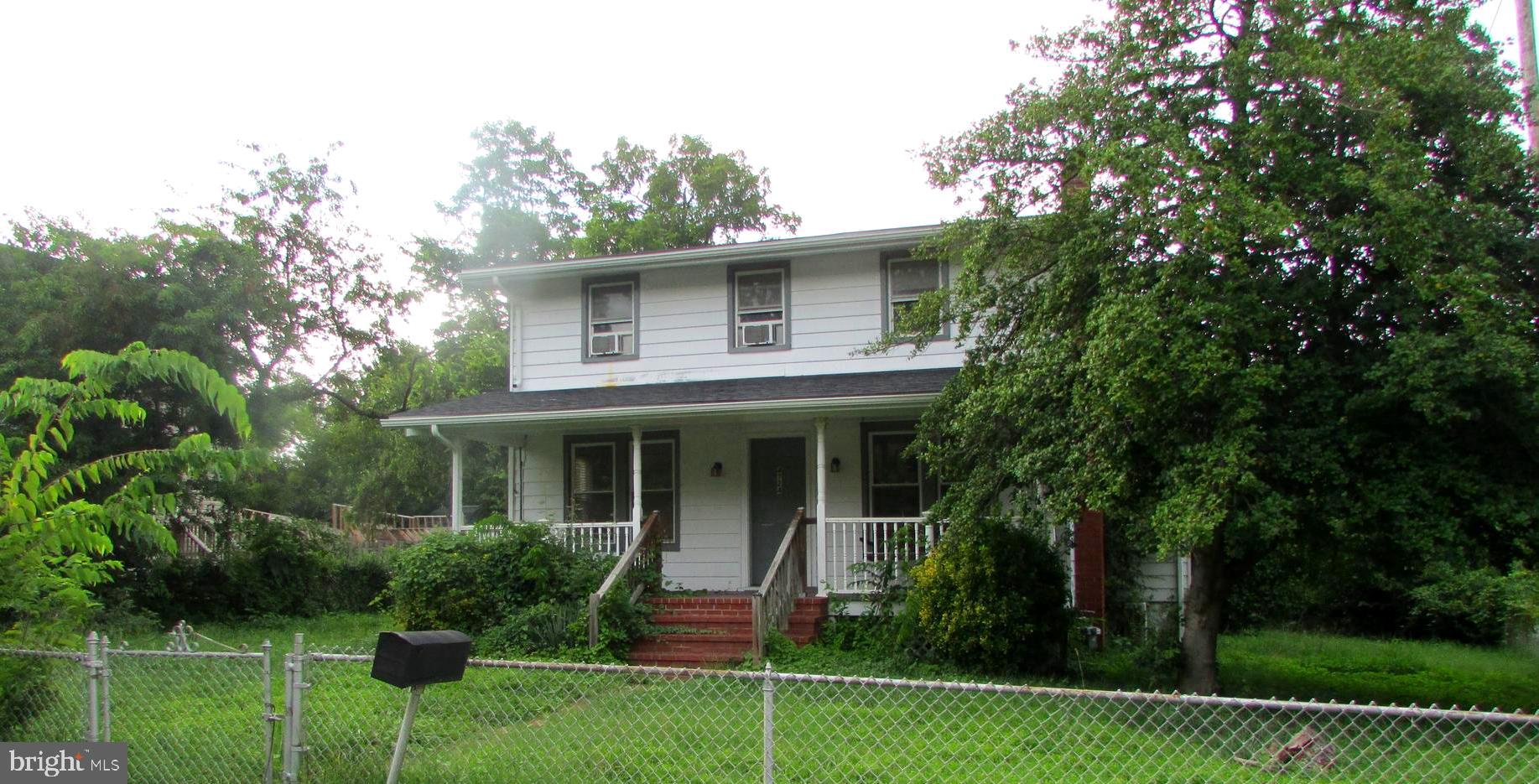 a view of house with a yard potted plants and large tree