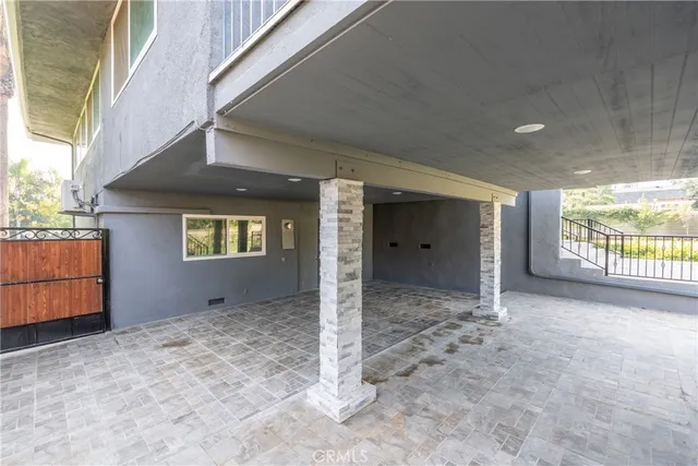 a view of a swimming pool with an ocean view