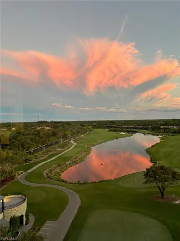 a view of a lake with a city