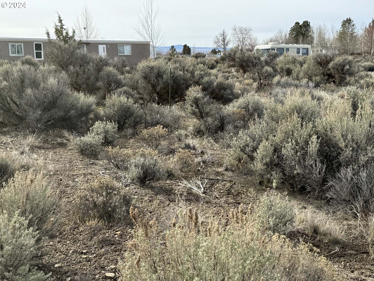 Twighlight Road, Unit TL3900 Christmas Valley, OR 97641 - Photo 42 of 44 a view of a dry yard with trees and houses