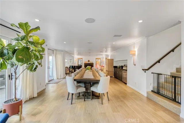 a workspace with furniture and a potted plant