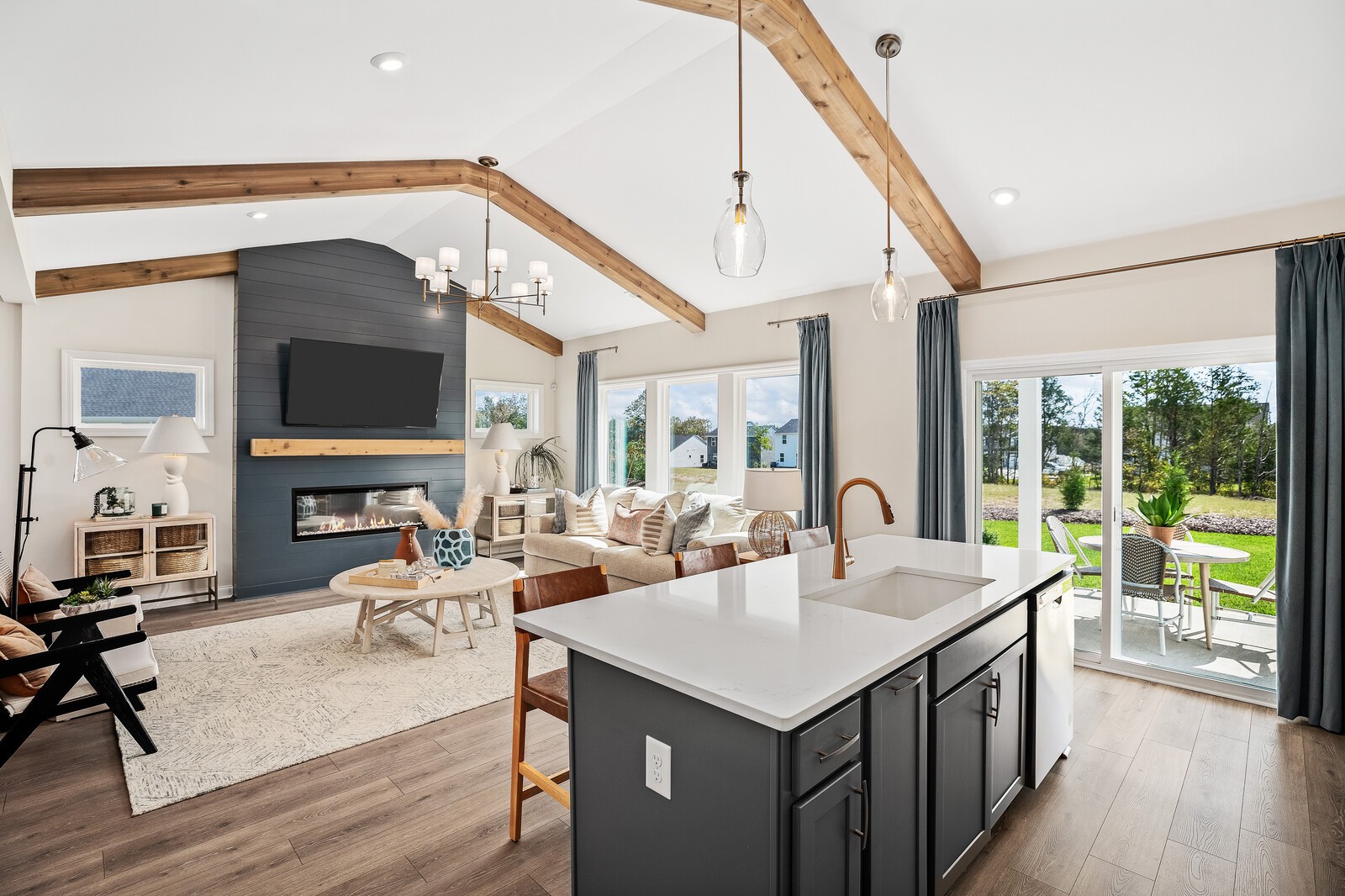 7689 Hatcher Heights Drive Fairview, TN 37062 - Photo 25 of 47 a living room with fireplace furniture and a large window