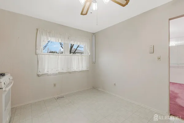 a view of a small space with a window