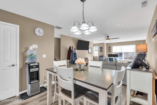a view of a dining room and livingroom view