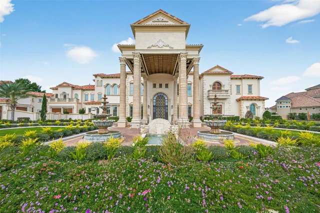 a view of a lake with a terrace