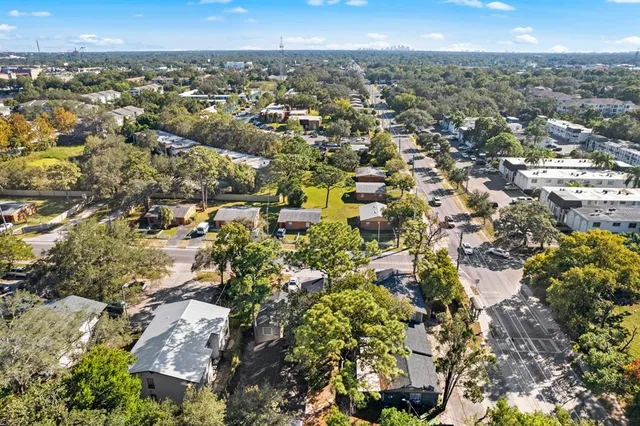 an aerial view of a city
