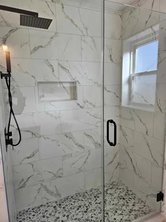 a bathroom with a shower