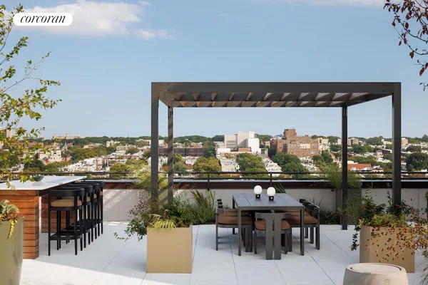 a view of a city from a terrace