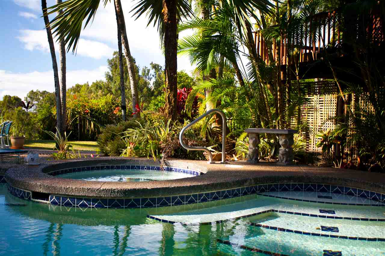 160 Nahele Road Haiku, HI 96708 - Photo 30 of 30 a view of swimming pool with a yard and palm trees